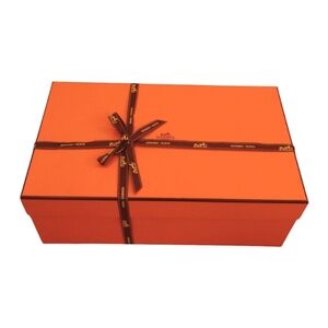 HERMES Box Orange with Brown Ribbon New Authentic